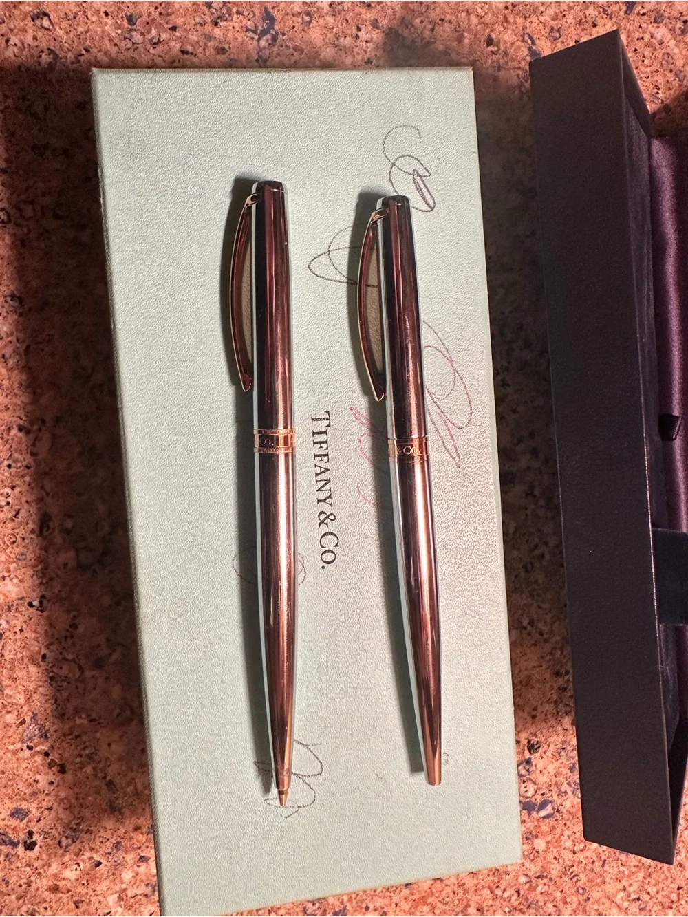 Authentic TIFFANY & CO. GERMANY Ballpoint Pen & Pencil USED With Box
